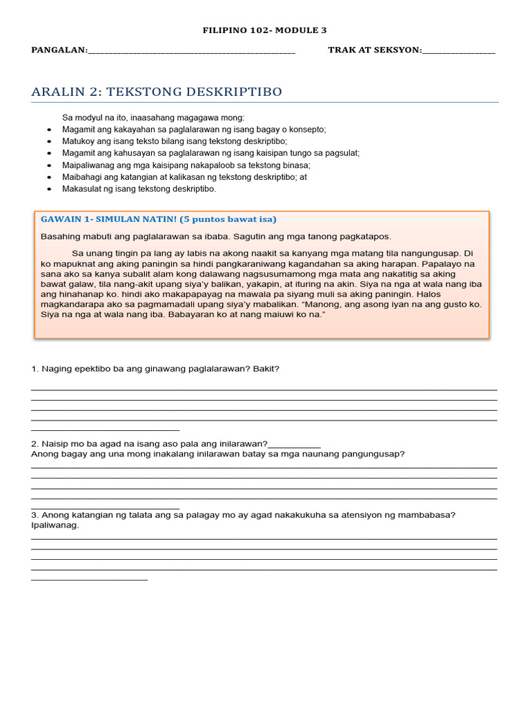 Filipino 102 Module 3 Pdf
