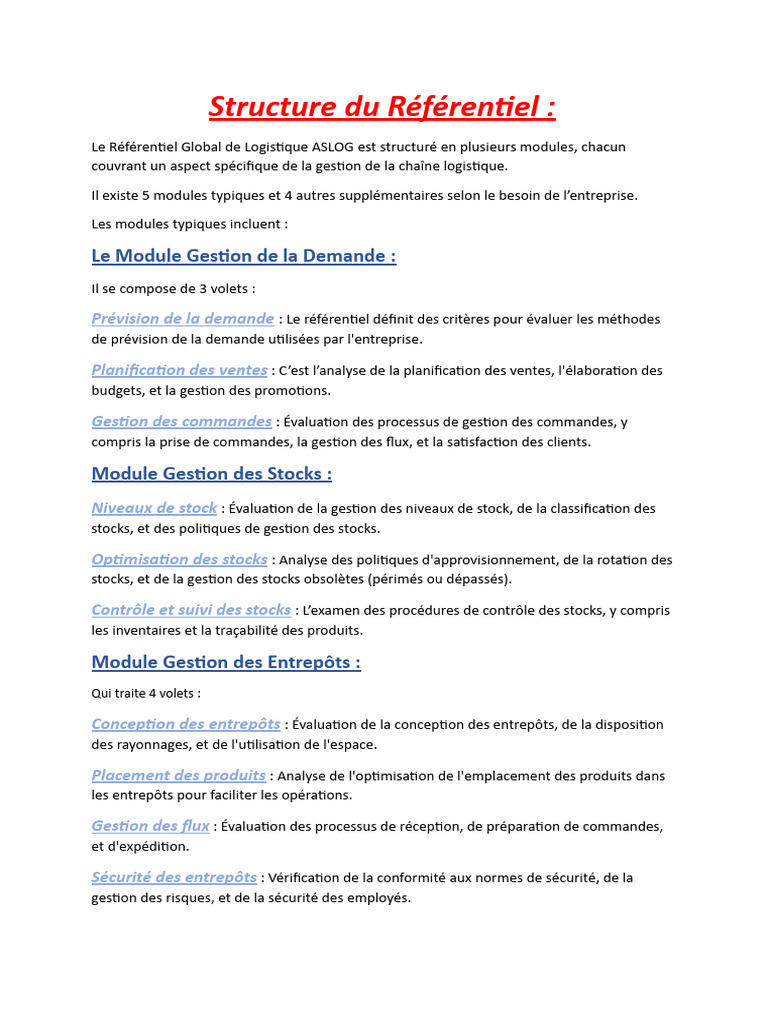 Référentiel Global de Logistique ASLOG | PDF | Ordinateurs