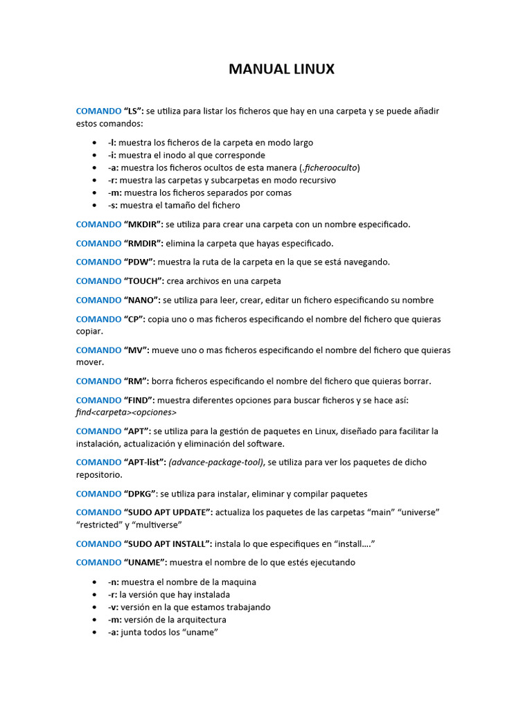 Trabajo Clase 17 Manual Comandos | PDF | Archivo de computadora ...