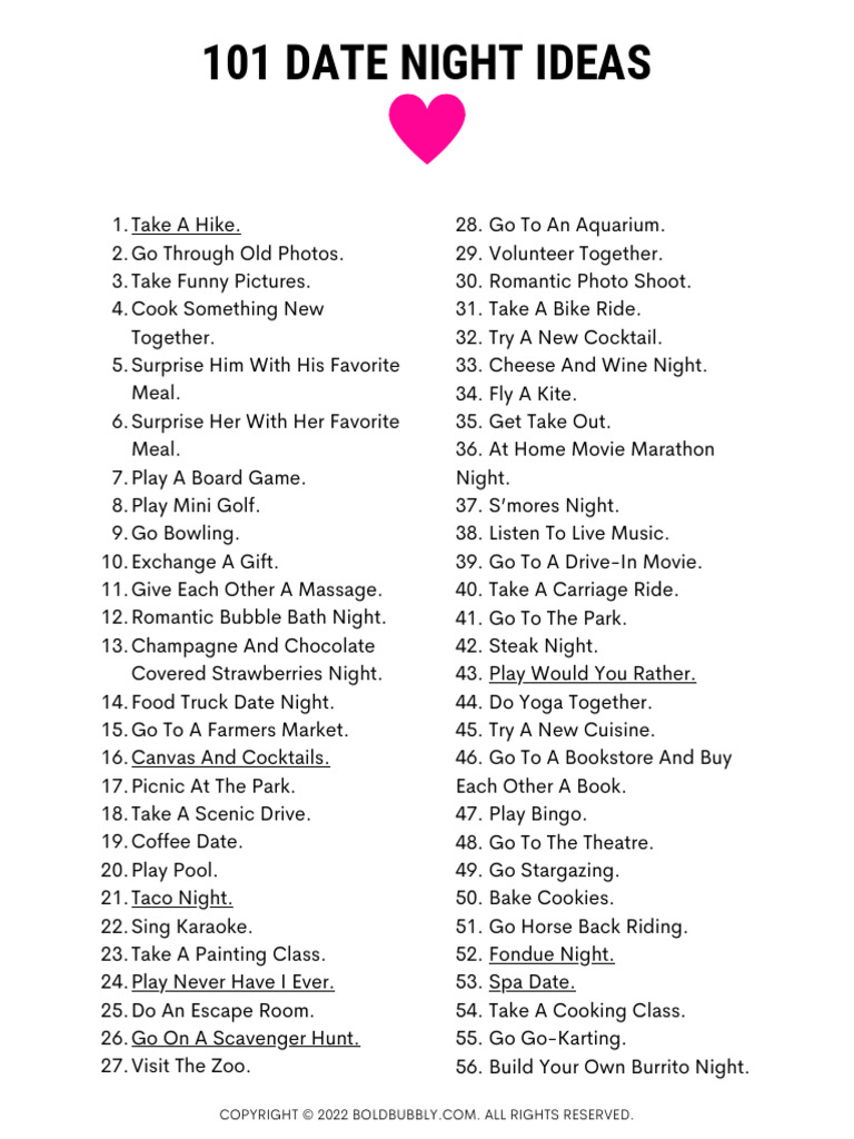 101 Date Night Ideas Download Free Pdf Foods Cuisine