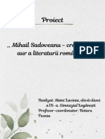 Proiect ,,mihail Sadoveanu - Creanga de Aur A Literaturii Române