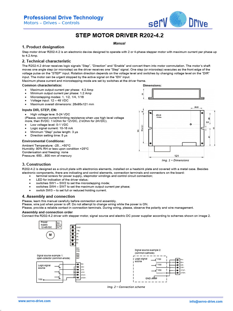 Stepper Motor Driver R202-4.2 Manual | PDF | Electric Motor | Amplifier