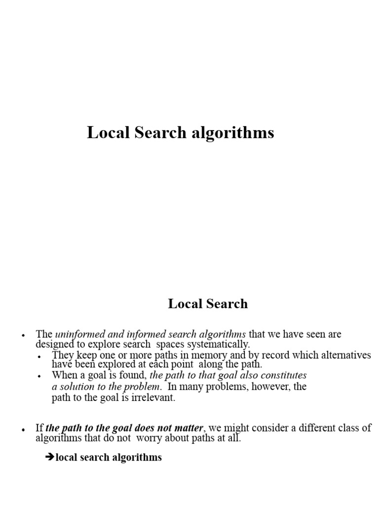 Local Search Algorithms Explained | PDF | Algorithms | Applied Mathematics