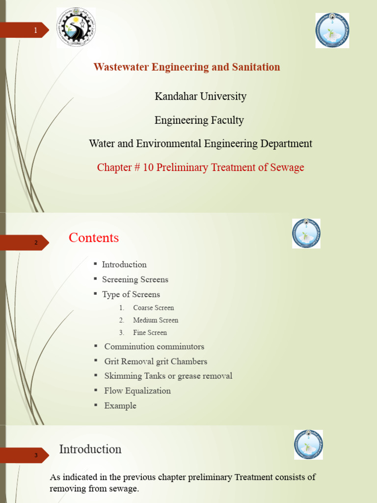 Chapter # 10 Preliminary Treatment of Wastewater | PDF | Sewage ...