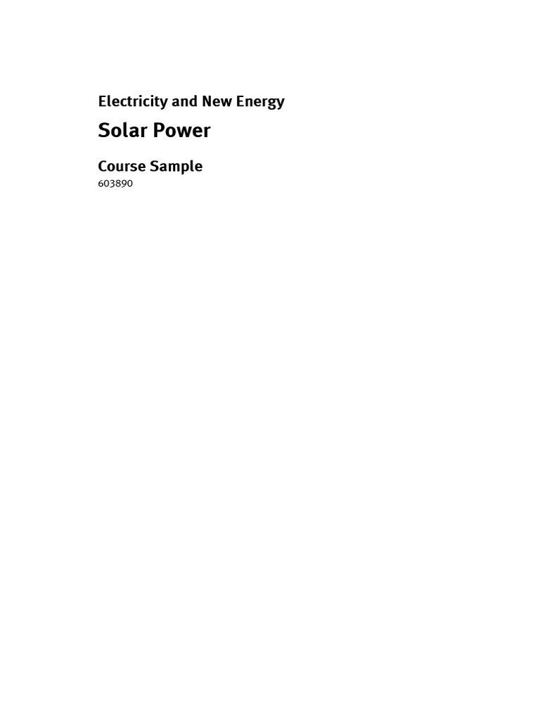 Solar Power - 230 - 50 - Course Sample - 603890-603975 | PDF ...