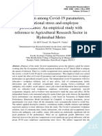 Association Among Covid 19 Parameters Occupational Stress and Employee Performance An Empirical Study With Reference To Agricultural Research Sector in Hyderabad Metro