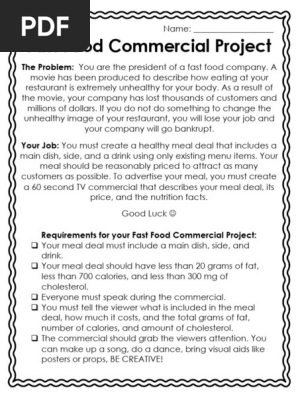 fast food commercial project