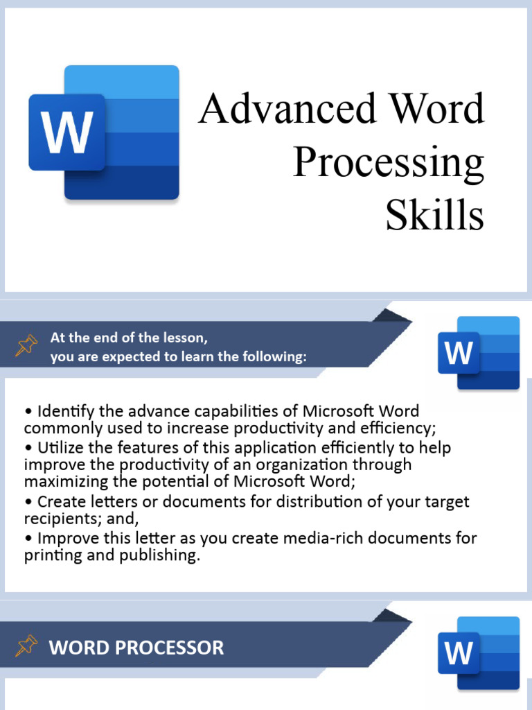 4 advanced word processing skills pdf computing software