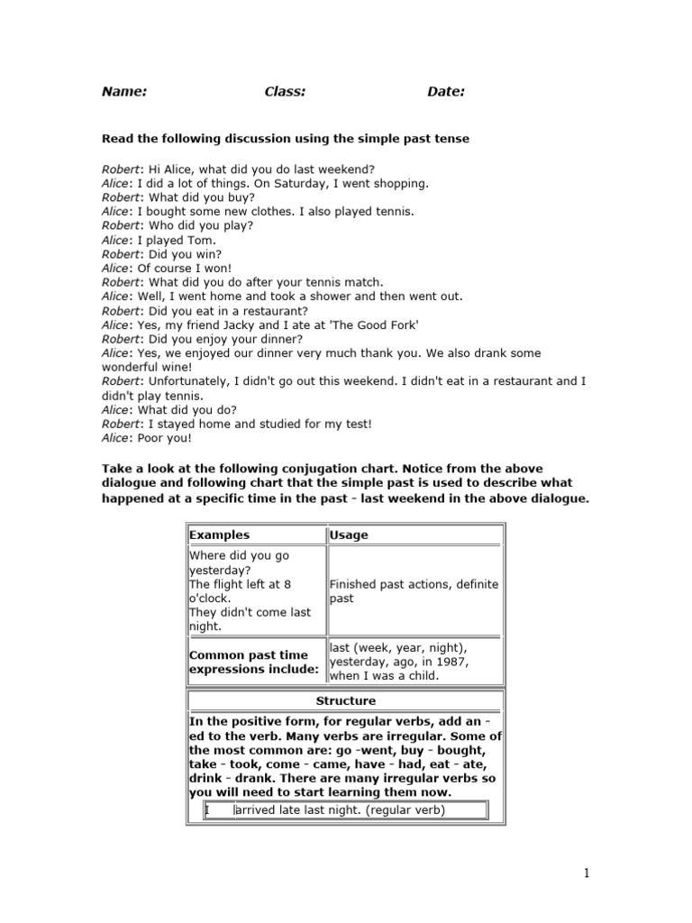 Past Simple Exercises 1 | PDF