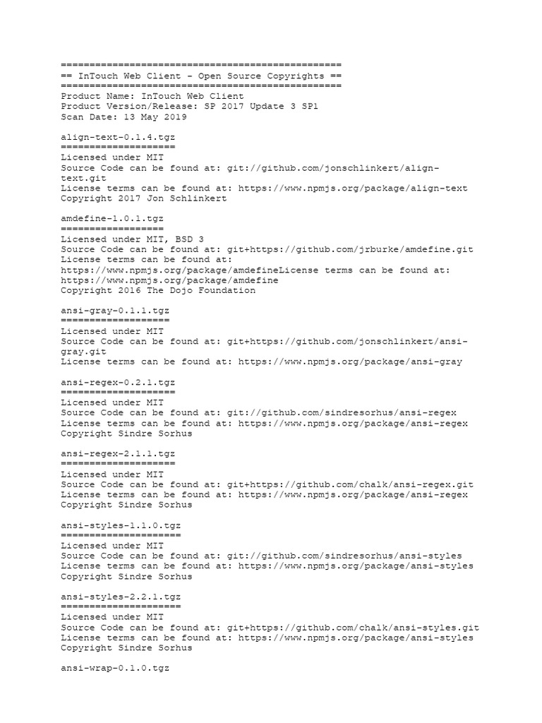 OSSLicense InTouchWebClient | PDF