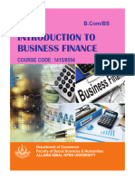 Intro To Finance Allama Iqbal Uni