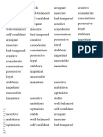NEFUI Pg. 1b Adjectives For Personality