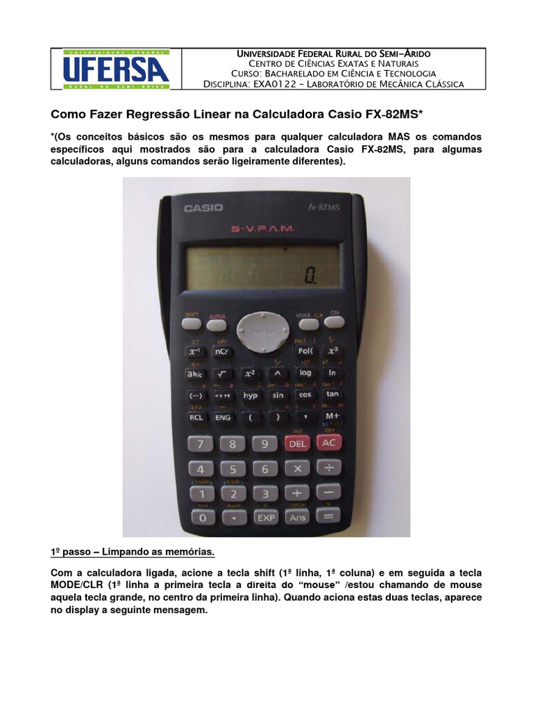 Regressão Linear na Casio FX-82MS | PDF | Teclado de computador | Science