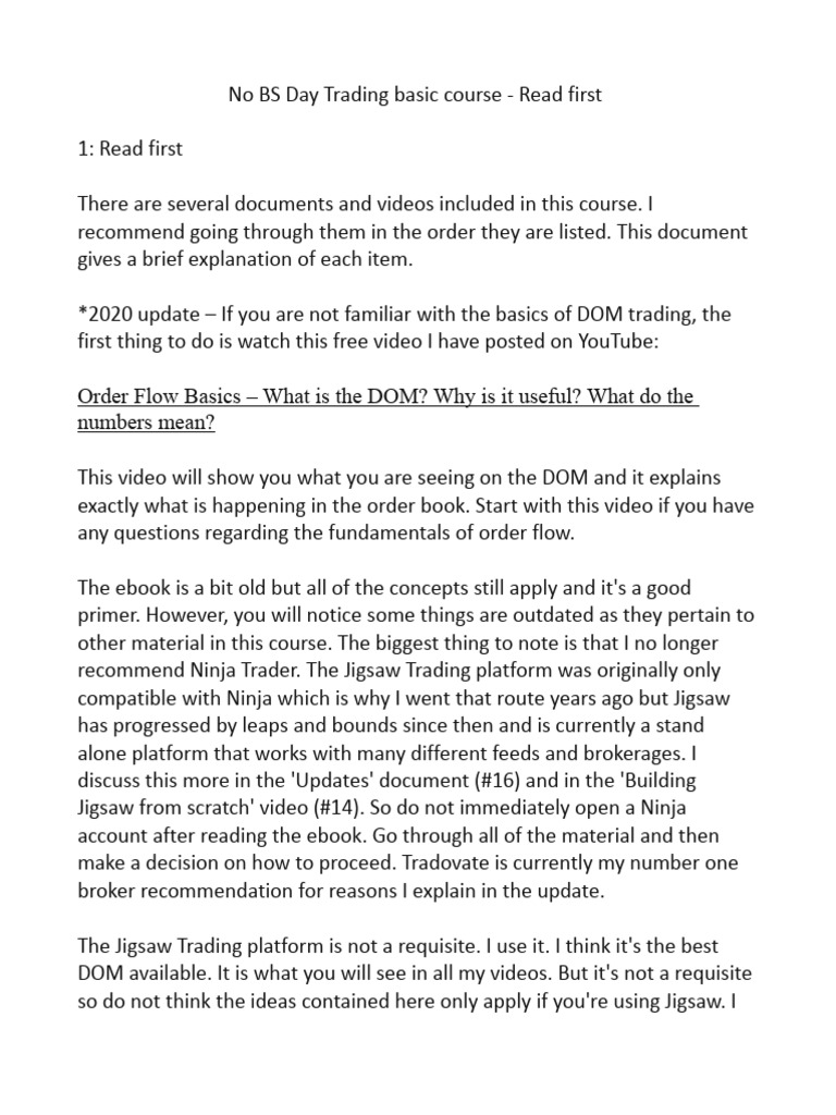 1-Read First-No BS DayTrading Basic Course | PDF | Books | Video