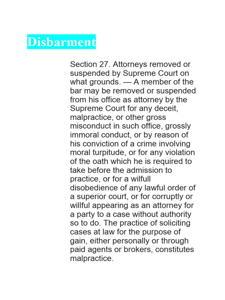 Grounds for Disbarment in the Philippines | PDF | Disbarment | Lawyer