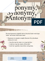 Group 4 Hyponymy, Synonymy, Antonymy