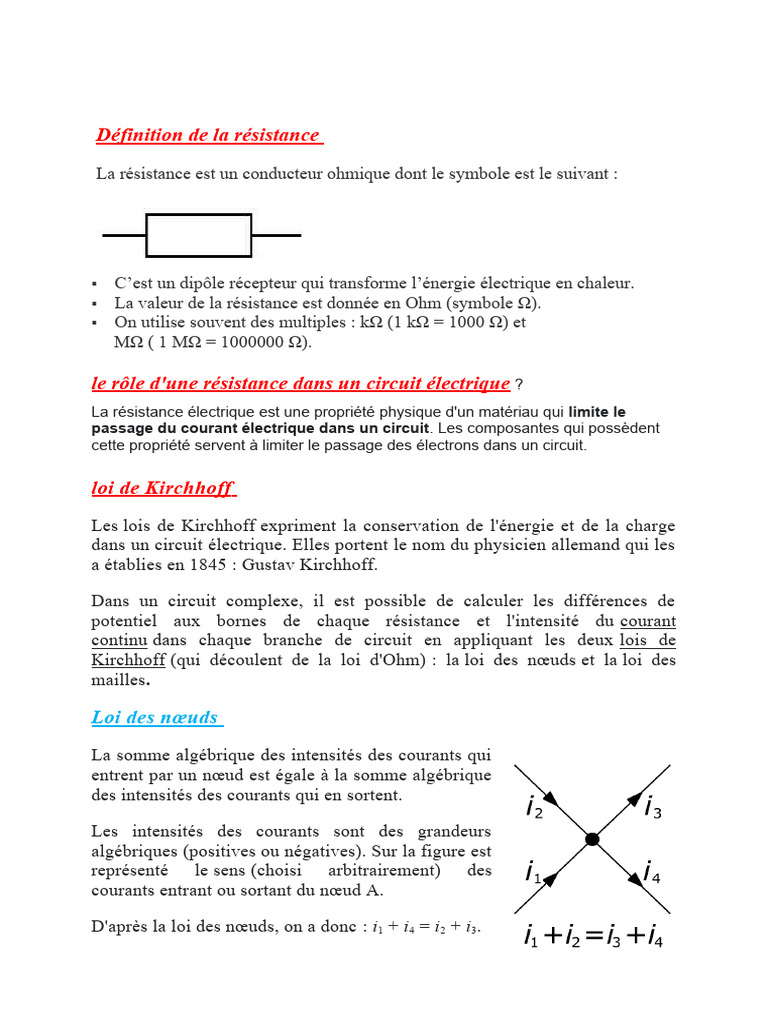 Définition de la résistance électrique | PDF | Résistance (électricité ...