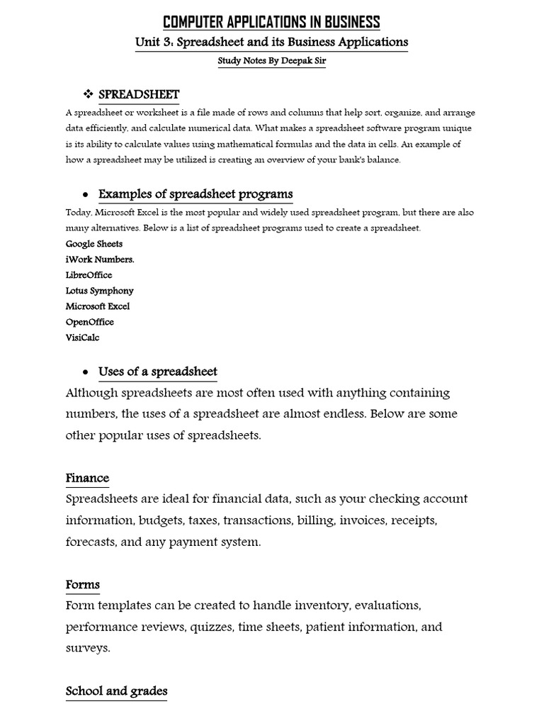 Spreadsheet Applications in Business | PDF | Spreadsheet | Net Present ...