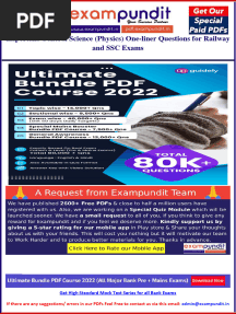 Important General Science (Physics) One-Liner Questions For Railway and SSC Exams
