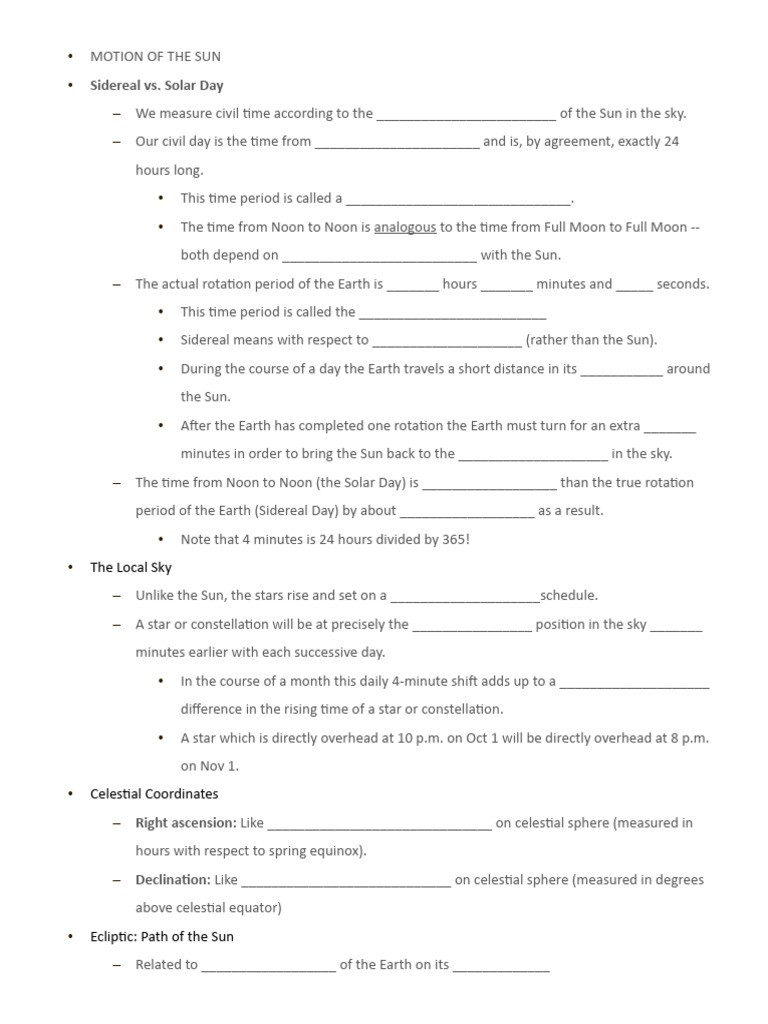 Sun Motion and Time Measurement Explained | PDF | Earth | Technical ...