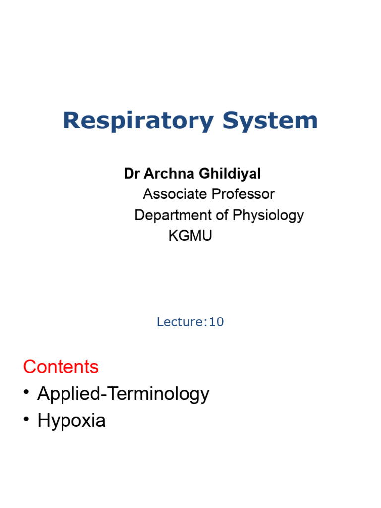 Respiratory System: Hypoxia & Terminology | PDF | Hypoxia (Medical ...