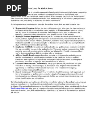 Cover Letter Medical Student Internship