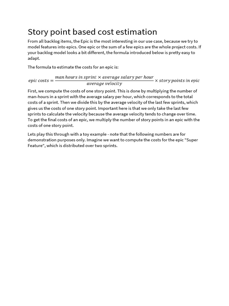 Story point based cost estimation pdf point of sale cost