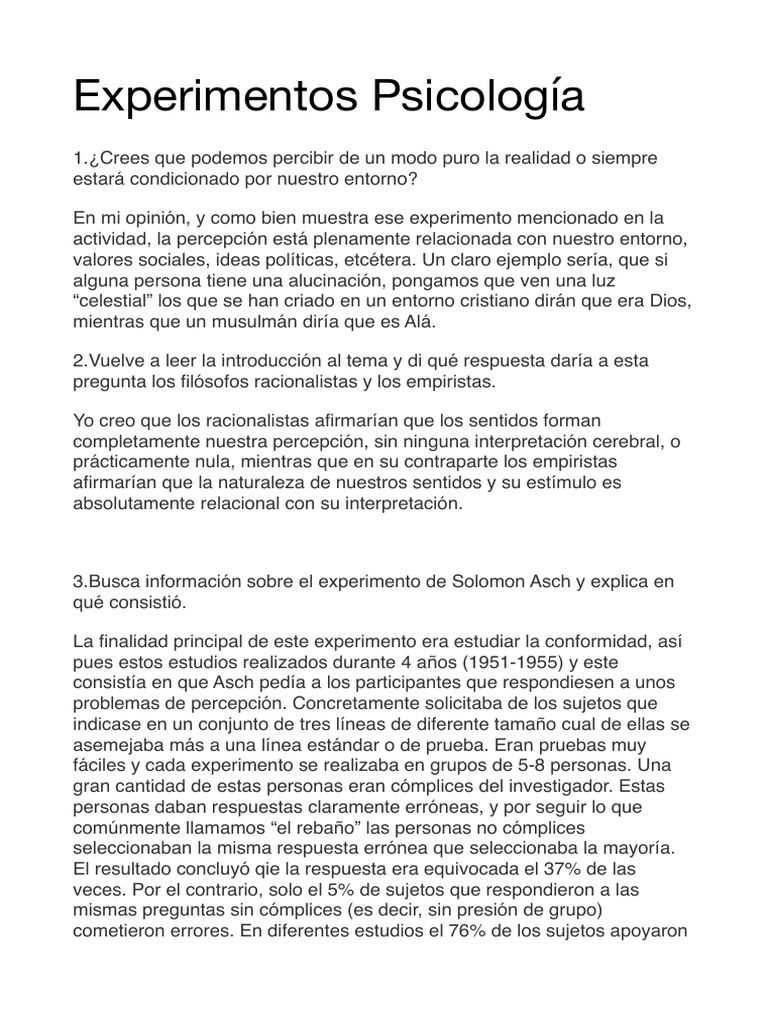 Experimentos Sociales | PDF