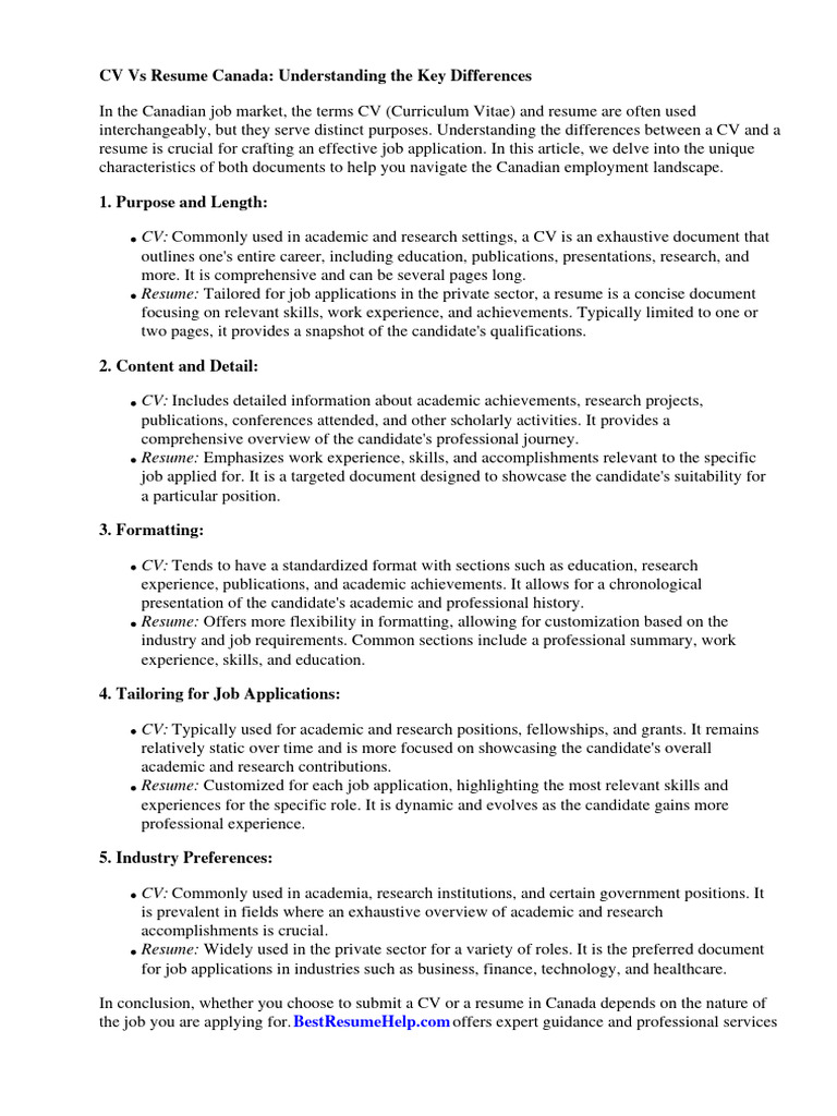 Cv vs resume canada pdf