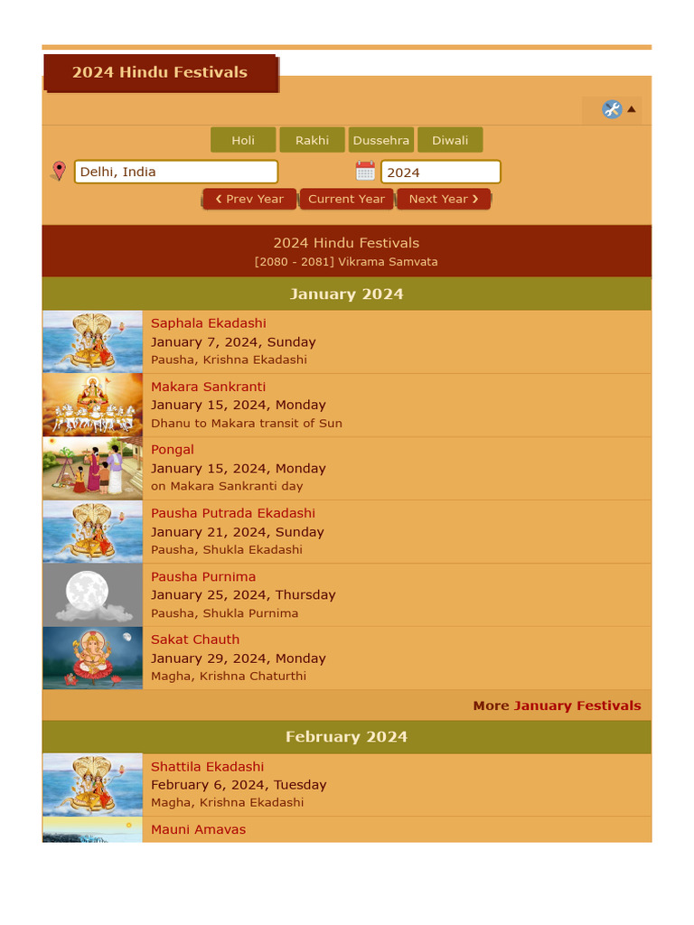 Hindu Tyohar Calendar 2025 