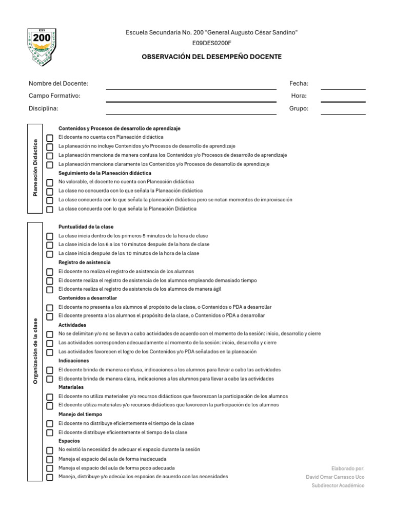 Evaluación del Desempeño Docente en Aula | PDF | Plan de estudios ...