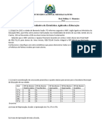 Avaliação de Estatística Aplicada A Educação