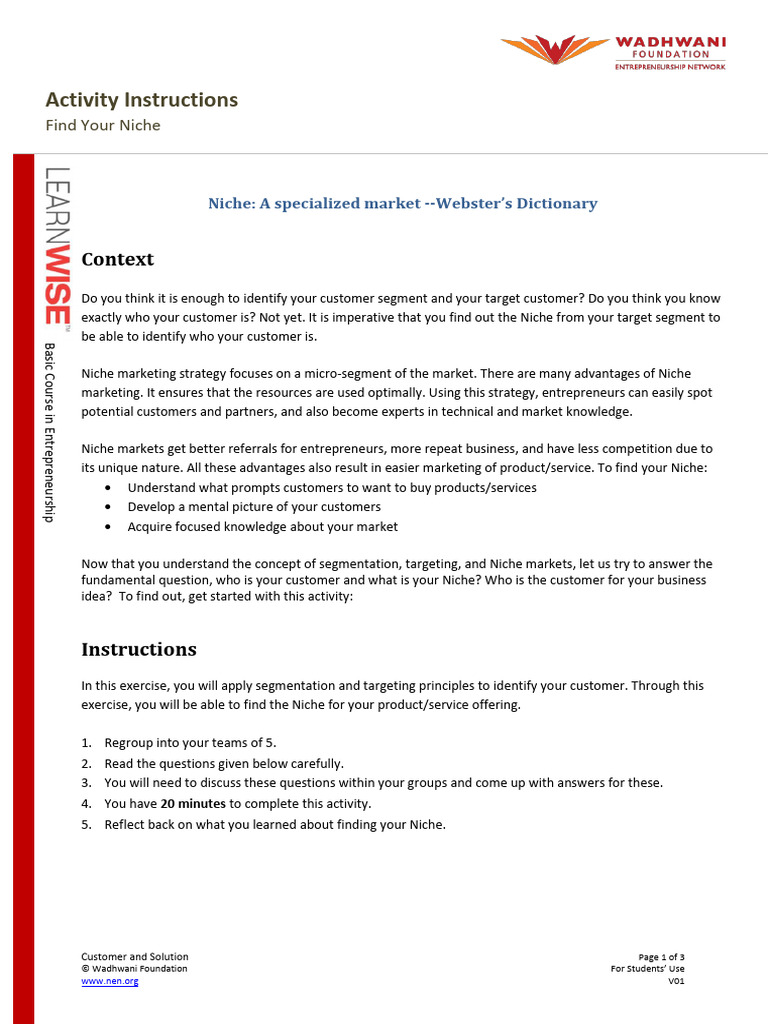 Identify Your Niche Market Strategy | PDF | Market Segmentation ...