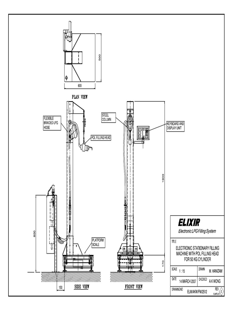 ELIXIR As 675 FS Filling Machine For 50-Kg Cylinders Drawing | PDF