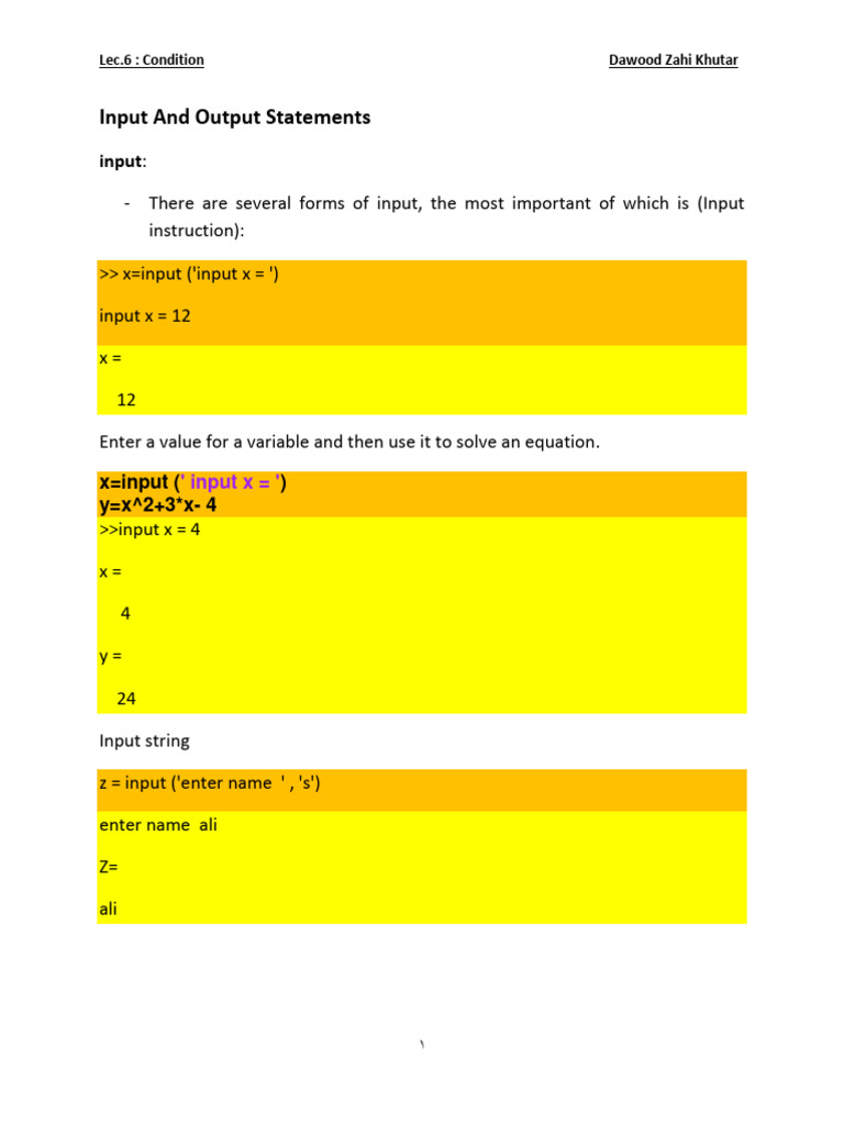 Lec 6 Download Free Pdf Matrix Mathematics Matlab