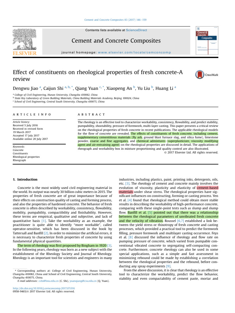 Rheological Properties of Fresh Concrete | PDF | Concrete | Cement