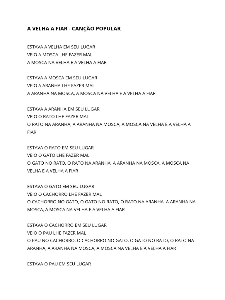 Transcricao Da Cancao A Velha A Fiar | PDF