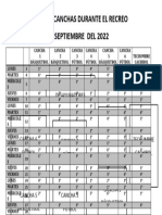 Rol de Uso de Canchas Deportivas Durante El Recreo Septiembre 2022