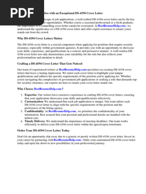 Ds 4194 Cover Letter