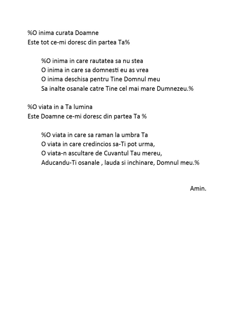 O Inima Curata Doamne | PDF
