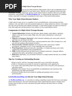 High School Teenage Resume