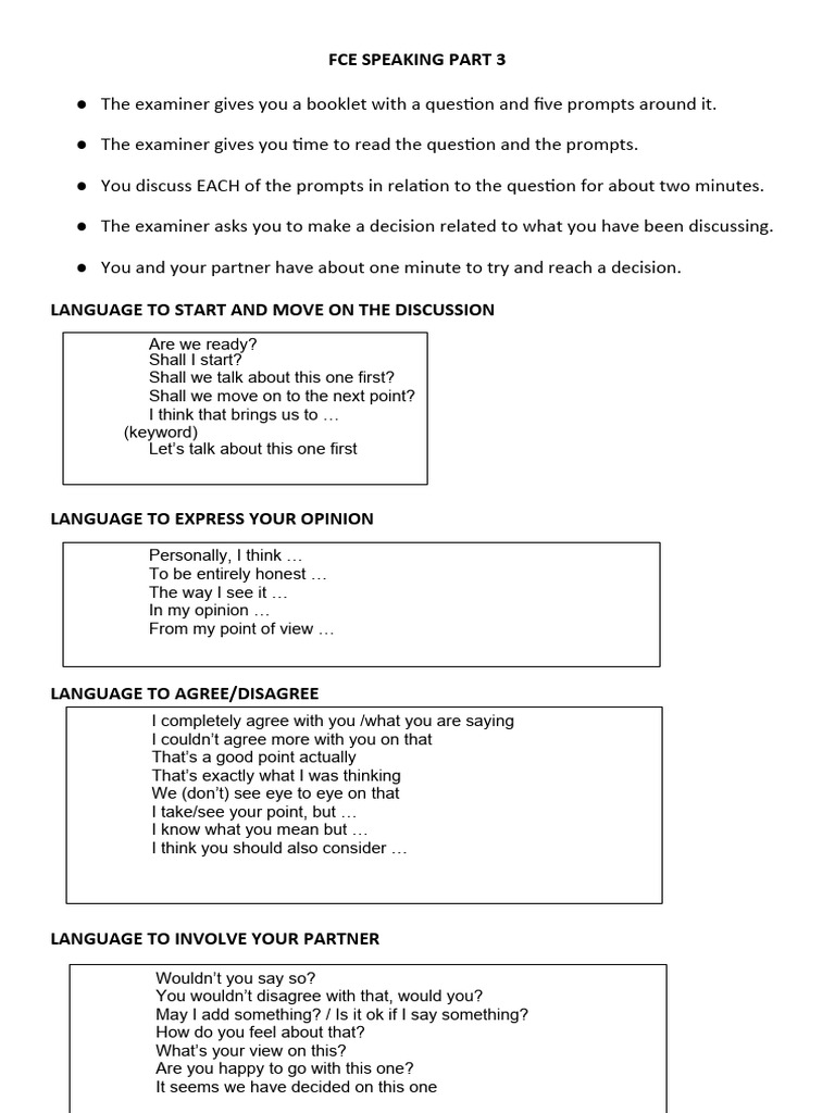 FCE Speaking Part 3 Guide | PDF