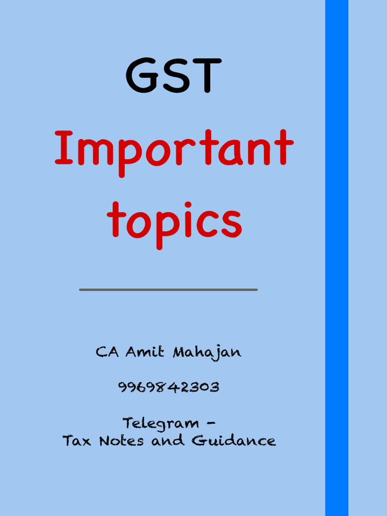 GST Most Imp Topics CA Amit Mahajan PDF Taxes Economies