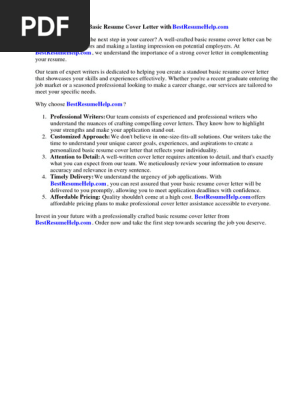 Basic Resume Cover Letter