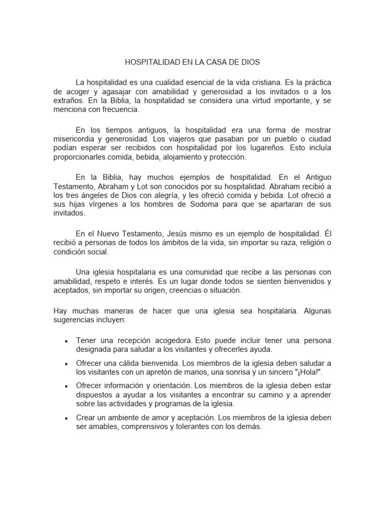 R5 Hospitalidad en La Casa de Dios | PDF