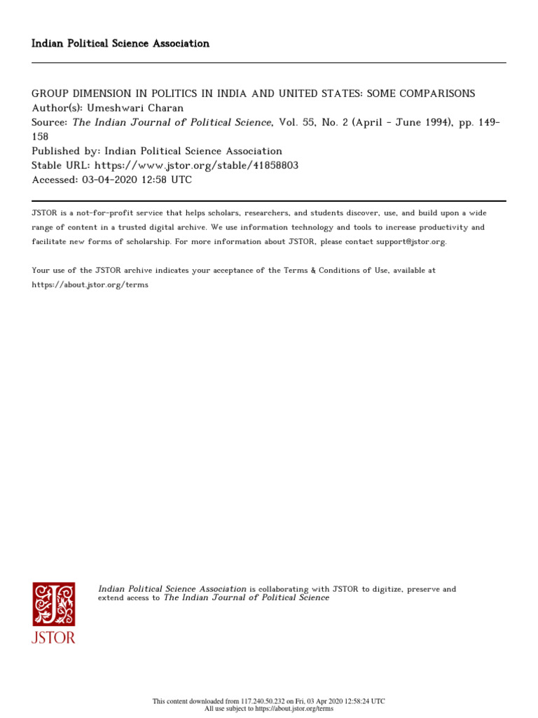 Indian political science association the indian journal of political