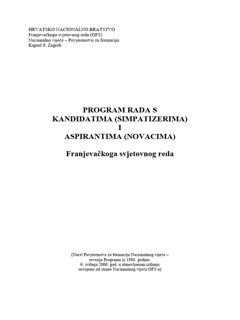 Program Rada S Kandidatima I Aspirantima U OFS U | PDF