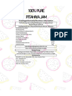 100% PURE Pitahaya Jam: Voedingsinformatie/Nutrition Information