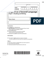 English As A Second Language: Paper 1: Reading and Writing