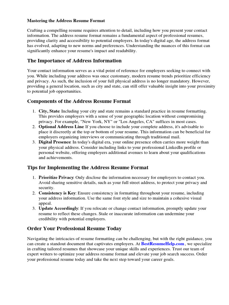 Address Resume Format PDF R sum - 1708540367